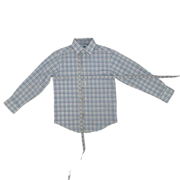 Chaps Blue Plaid Stretch Button Up Long Sleeve Shirt Size Small (8) Boy's - Picture 4 of 6